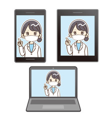 女性、医者、オンライン、マスク、まとめ