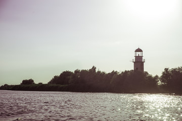 Reed from the Danube delta and an old lighthouse.