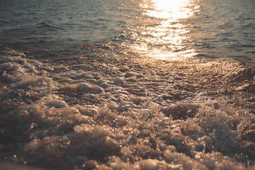 Splashes of water in the sea.