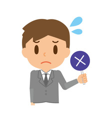 ビジネスマン　マルバツ　バツ　不正解