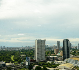 Fototapeta premium Manila, Philippines - August 12 2020: Manila skyline cityscape shot wide angle. 