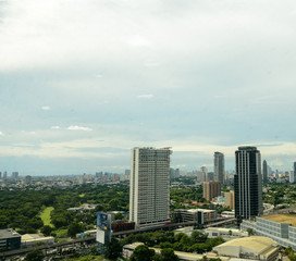 Manila, Philippines - August 12 2020: Manila skyline cityscape shot wide angle. 