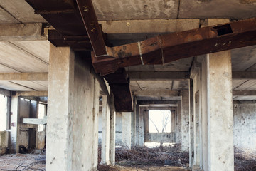 Ruins of unfinished construction of multi-storey residential building