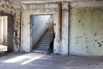 Ruins of unfinished construction of multi-storey residential building