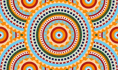 Behang Etnische stijl Abstract cirkelpatroon, naadloos patroon