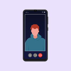 Video call on the phone. Online meeting vector illustration