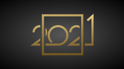 Luxury 2021 Happy New Year elegant design. Vector illustration of gold digits 2021 logo on black background