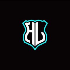 Initial H L letter with shield style logo template vector