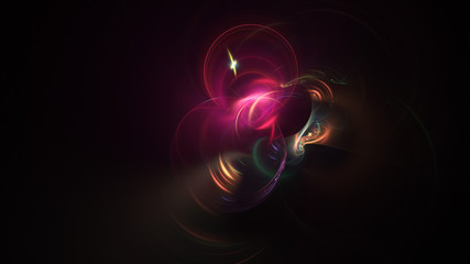 Abstract colorful golden and crimson glowing shapes. Fantasy light background. Digital fractal art. 3d rendering.