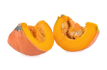 Sliced pumpkin isolated on white background