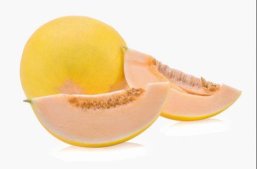 yellow cantaloupe melon isolated on white background