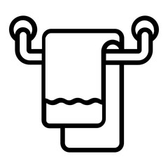 Hanging Towel Concept, Hand Bathroom Interior Vector Icon Design, Laundry and Dry Cleaning symbols on white background  