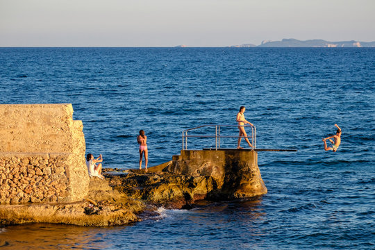 trampolin del embarcadero, Sa Rapita, Campos del Puerto, Mallorca, balearic islands, Spain