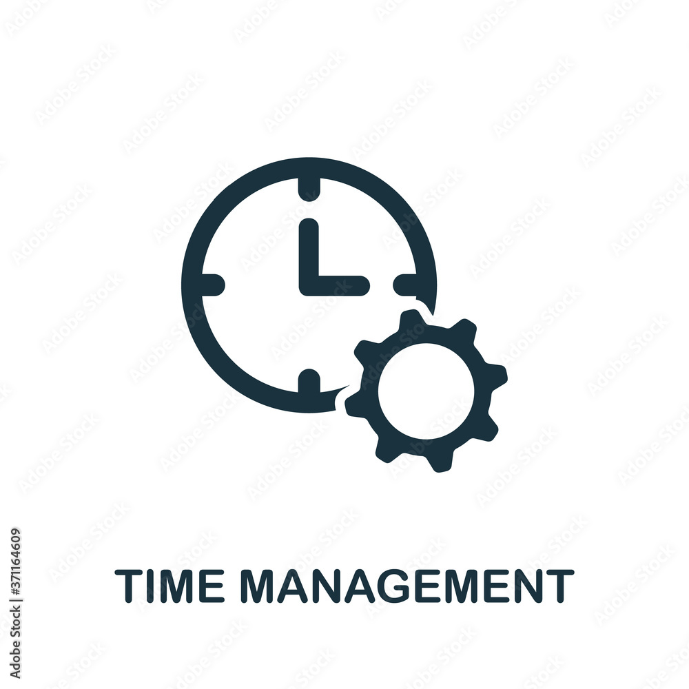 Poster time management icon. monochrome simple time management icon for templates, web design and infograph