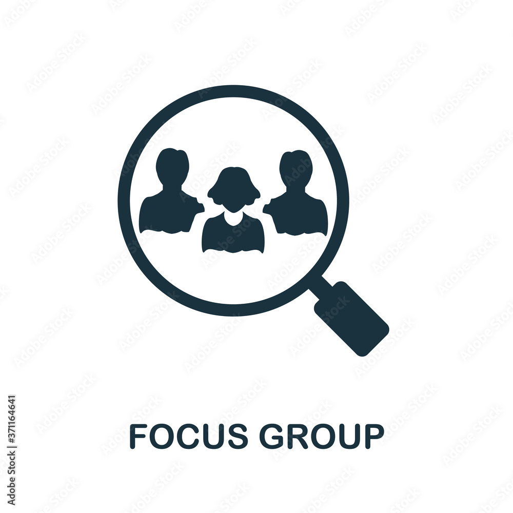 Poster focus group icon. simple element from team building collection. creative focus group icon for web de