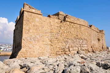 Paphos Castle located on the edge of Pafos harbor, originally built as a Byzantine fort to protect the harbor and then rebuilt by the Lusignans in the 13th century