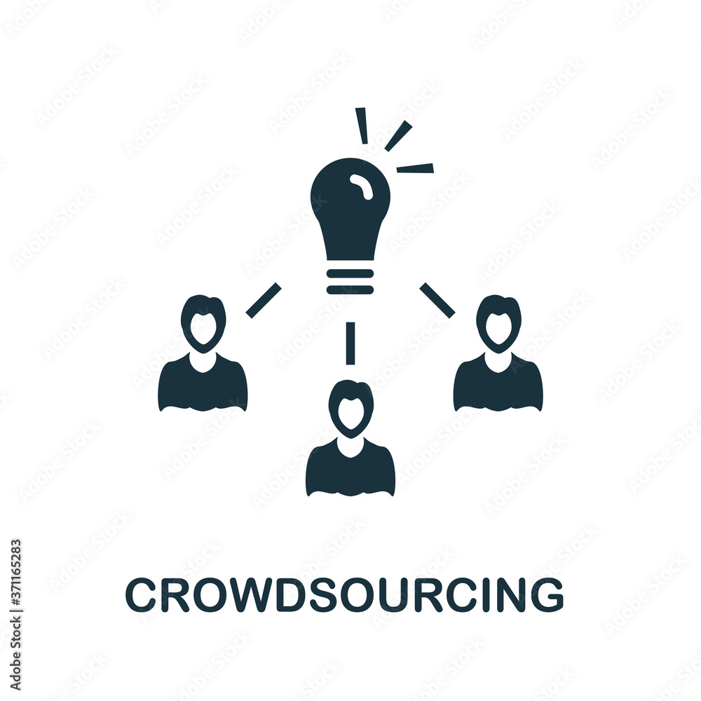 Aufkleber crowdsourcing icon. simple element from social media collection. creative crowdsourcing icon for web