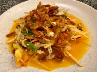green papaya salad or som tum traditional food in Thailand