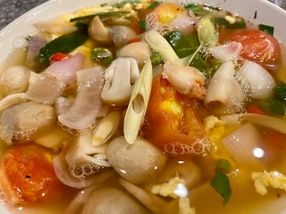 hot spicy and sour soup mushroom or tom yum , traditional food in Thailand