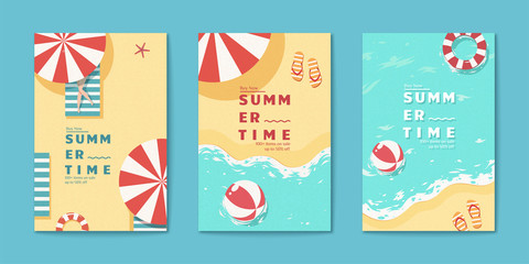 Fototapeta na wymiar Summer time beach flyer set