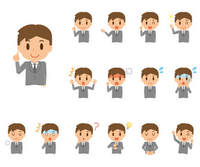 ビジネスマン　表情　感情　仕草　セット