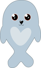 Little seal, children's drawing. Vector illustration on a transparent background