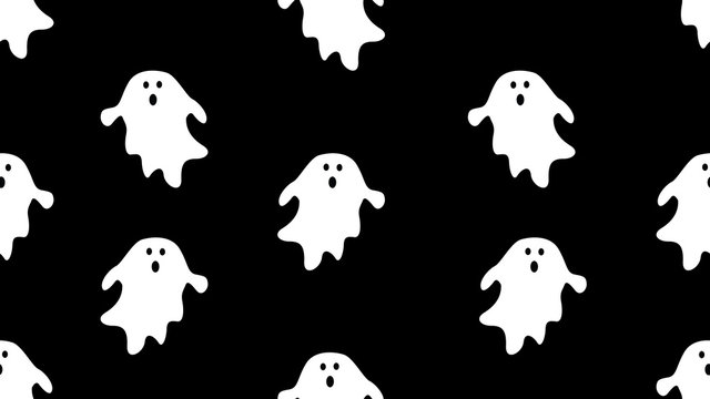 Ghost seamless cartoon on black background , illustration concept