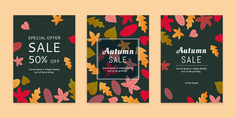 Colorful autumn leaves brochures