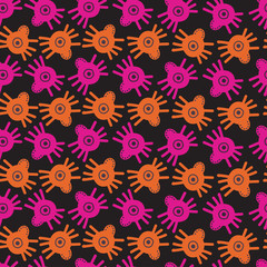 Seamless vector colorful pattern of decorative small insects ornamental spiders