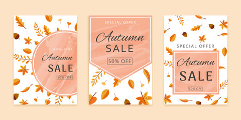 autumn leaves and acorns brochure