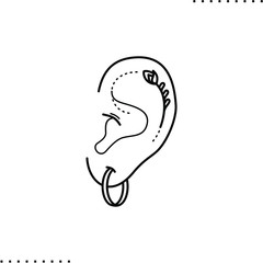 ear piercing vector icon in outline