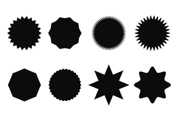 Fototapeta premium Starburst sticker set for promo sale. Vector badge shape design - star and roundburst tag, price offer promotion