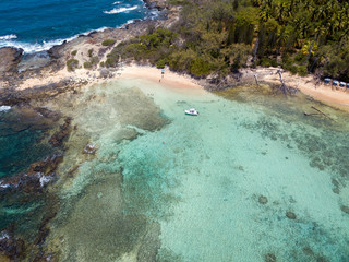 Santo Aleixo island located in the state of Pernambuco, Brazil, / near the coast of Porto de...