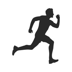 Fototapeta na wymiar Isolated black silhouette of a running athlete