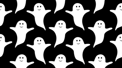 Ghost seamless cartoon on black background , illustration concept