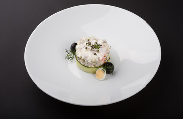 Traditional russian salad olivier