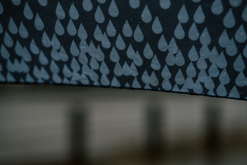 rain pattern on un umbrella on a rainy day