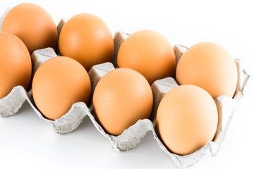 The eggs isolated on the white background