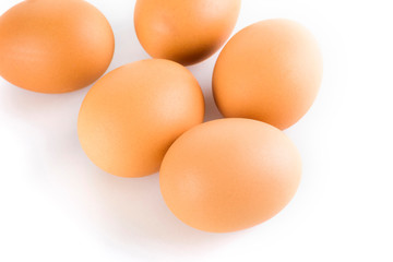 The eggs isolated on the white background