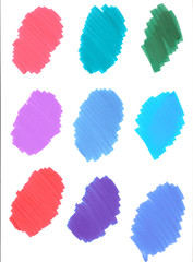 Bright color marker stripes for disegn. Marker stains.