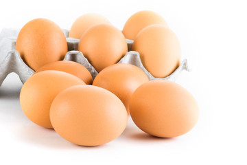 The eggs isolated on the white background