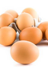 The eggs isolated on white background