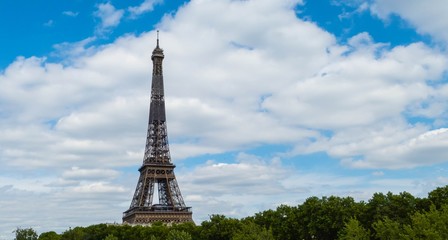 Eiffel Tower in Front of blue Sky 