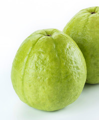 close-up of fresh guava on white background