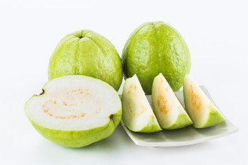 sliced of guava on white background