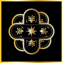 Golden colored decoration with unique frames. golden black ornament background