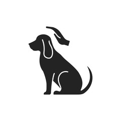 Dog care black glyph icon. Improving the life of dogs. Actions aimed at their care. Pictogram for web page, mobile app, promo. UI UX GUI design element.