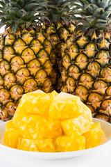 Close-up of fresh pineapples, it is a sweet and juicy fruit.