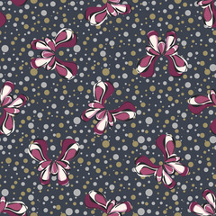 Seamless retro 1940s pattern in flowers of cute irises. Vintage floral background for textile, wallpaper, pattern fills, covers, surface, print, gift wrap, scrapbooking, decoupage.