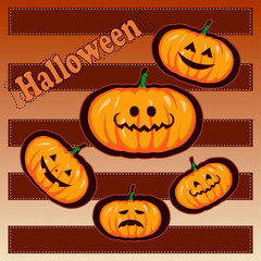 Pumpkin on brown background. Pumpkin  for your design for the holiday Halloween. Can be used for  clothing. Use for print, surface design, fashion wear, card, design of album, scrapbook